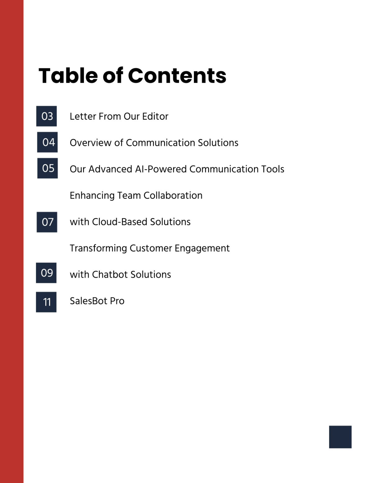 Free Communications Manager Project Catalog Template to Edit Online