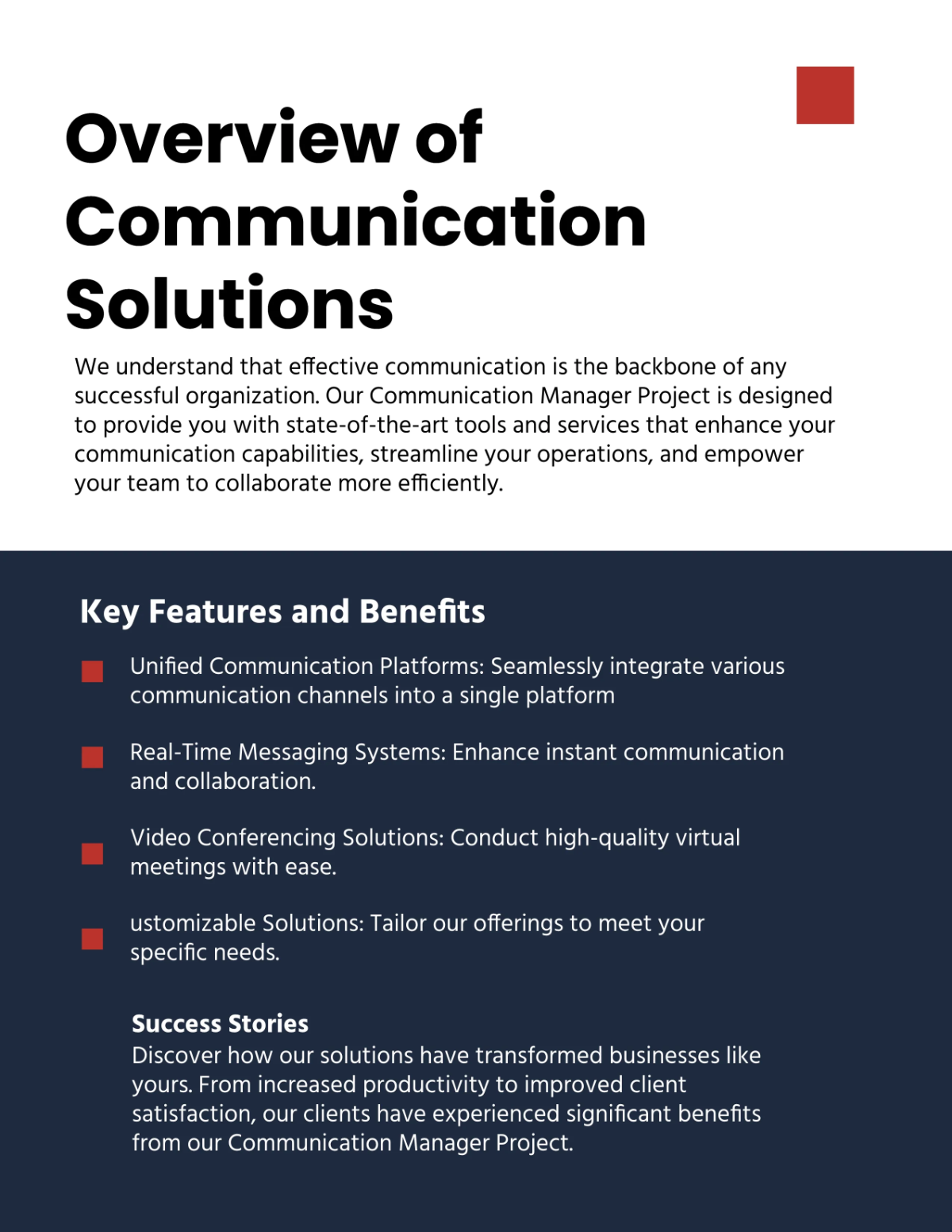 Free Communications Manager Project Catalog Template to Edit Online