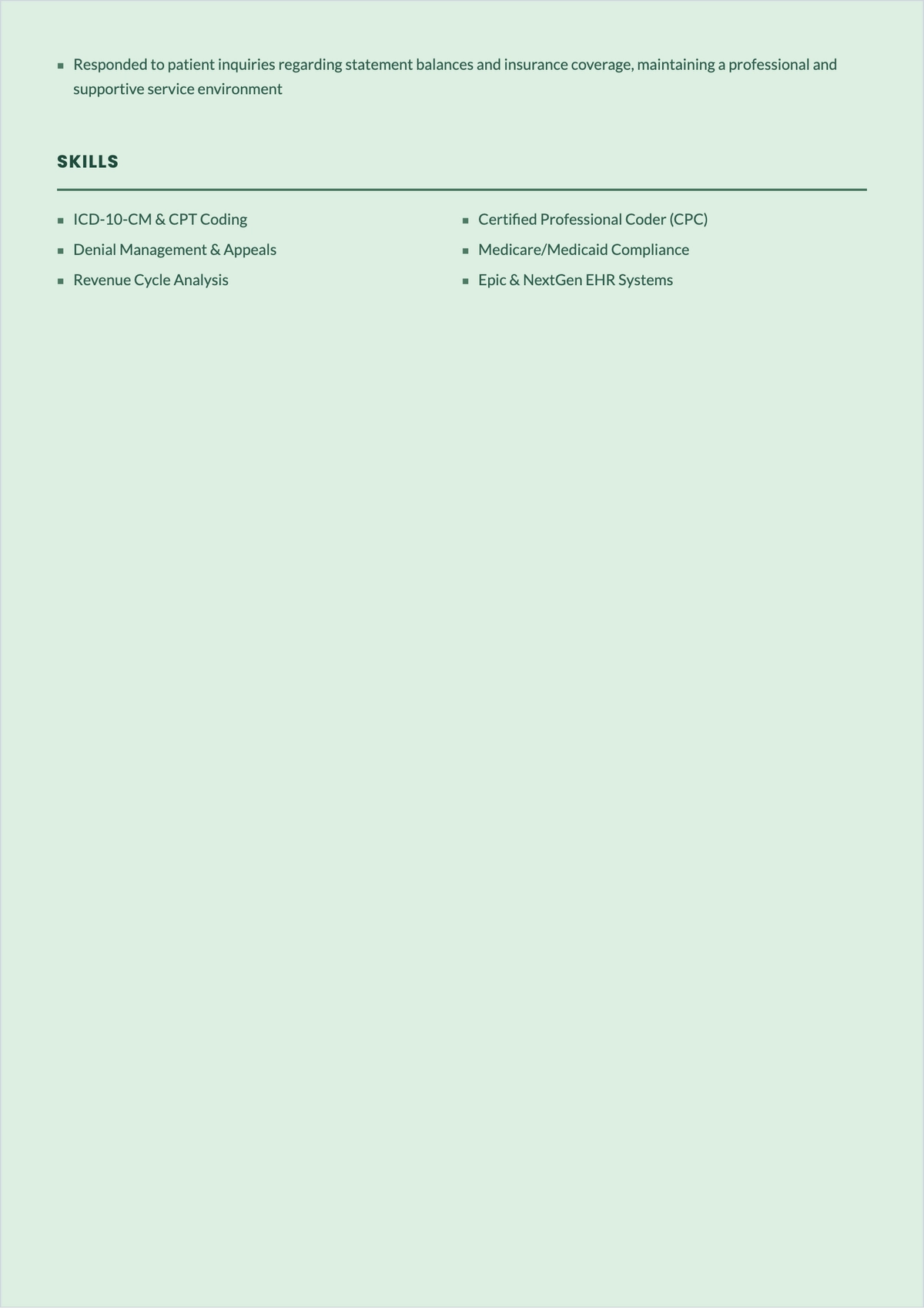 Free Medical Billing ATS Resume Template, AI Resume Builder