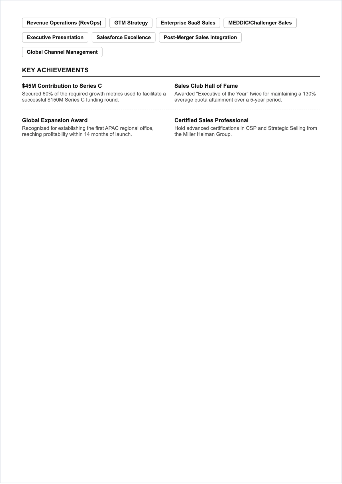 Free MBA Sales Executive ATS Resume Template, AI Resume Builder