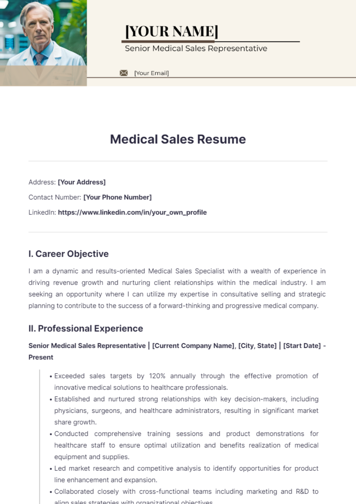 Medical Sales Resume - Edit Online & Download