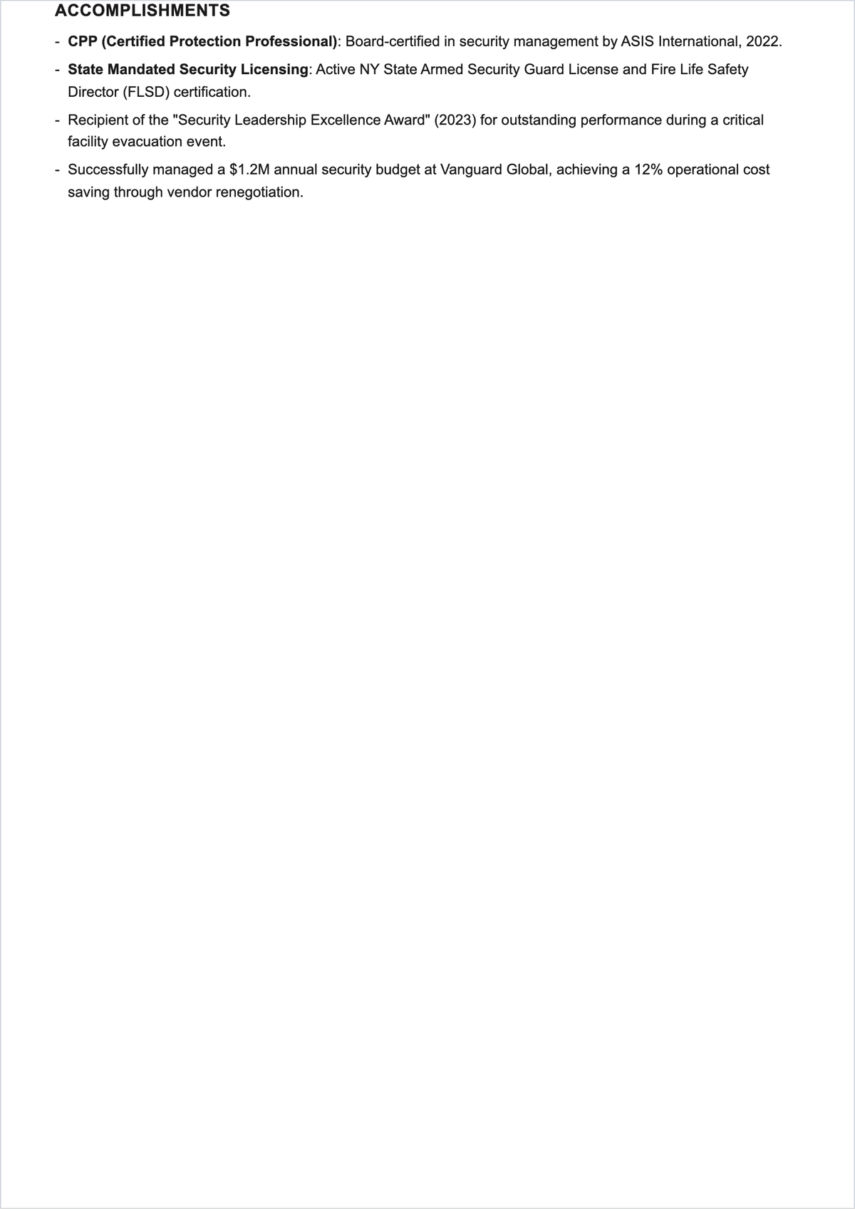 Free Lead Security Officer ATS Resume Template, AI Resume Builder