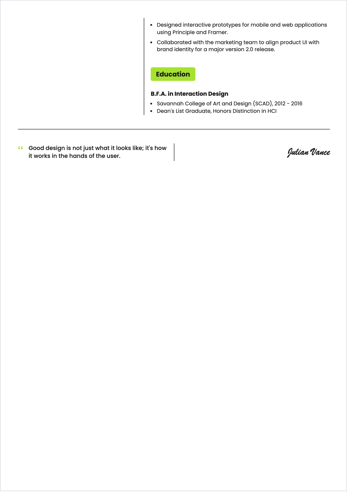 Free UI UX Designer ATS Resume For Product Designer Template