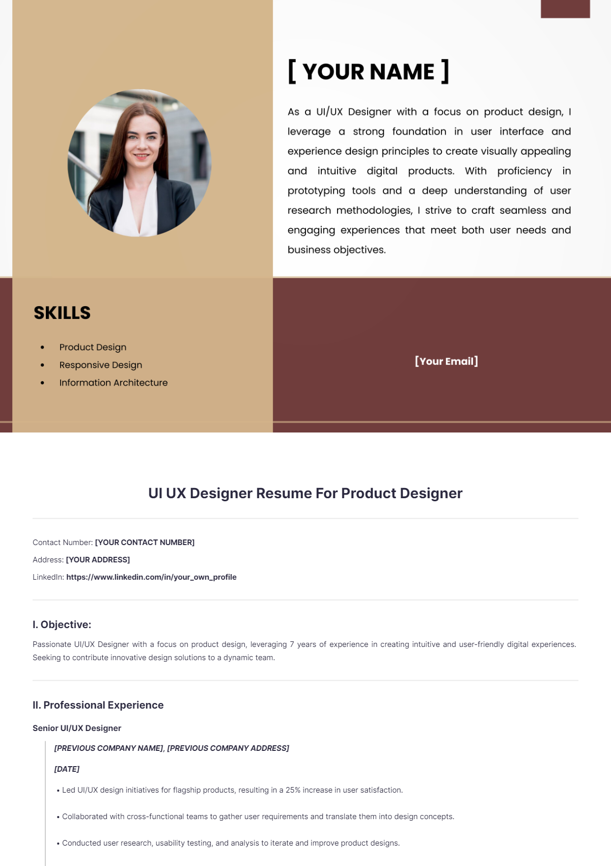 UI UX Designer Resume For Product Designer - Edit Online & Download