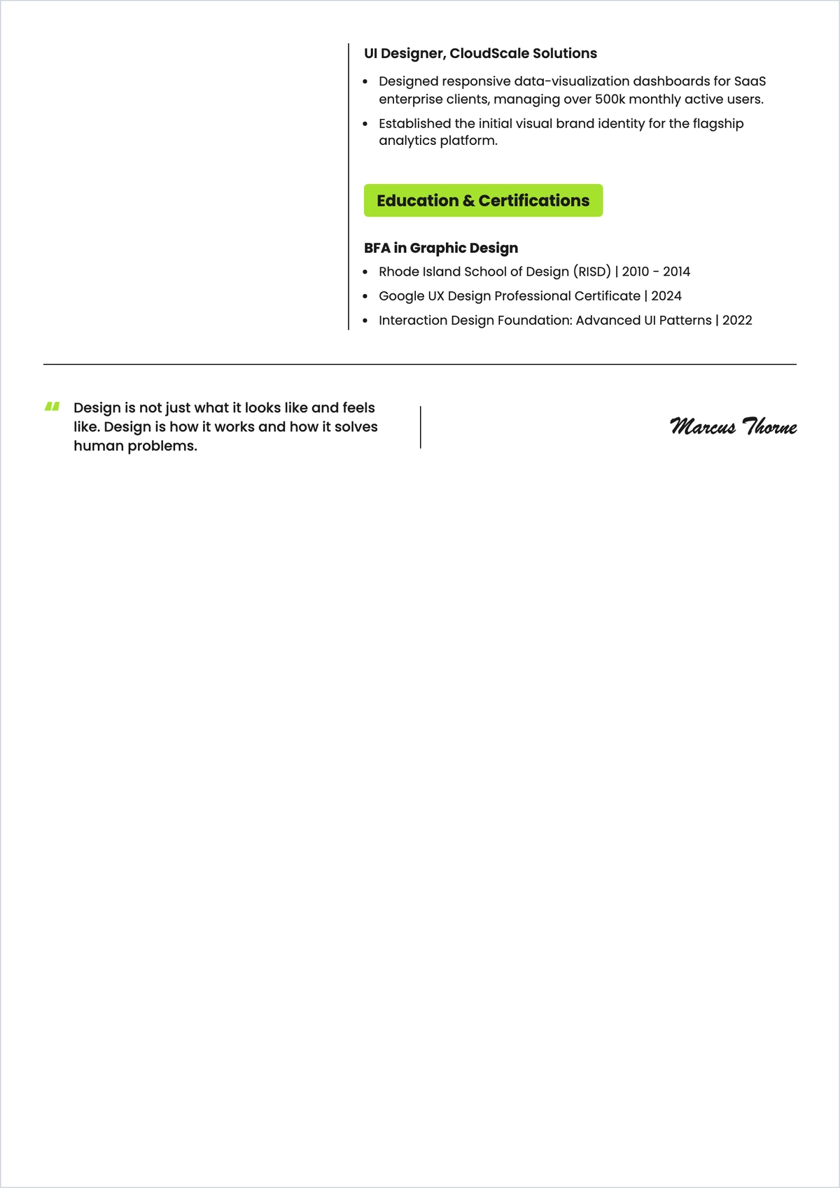 Free Senior UI UX Designer ATS Resume Template, AI Resume Builder