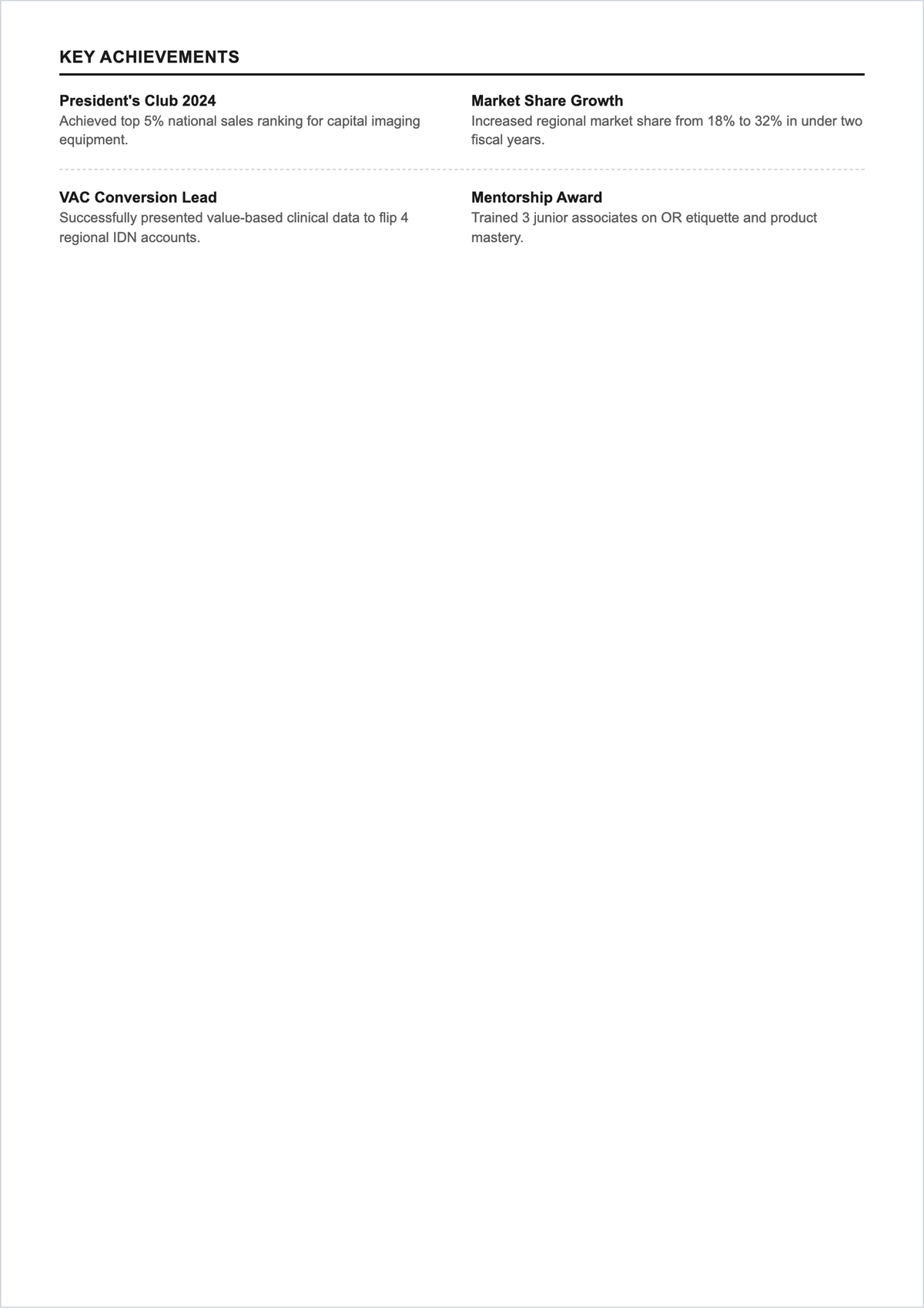 Free Medical Sales Rep ATS Resume Template, AI Resume Builder