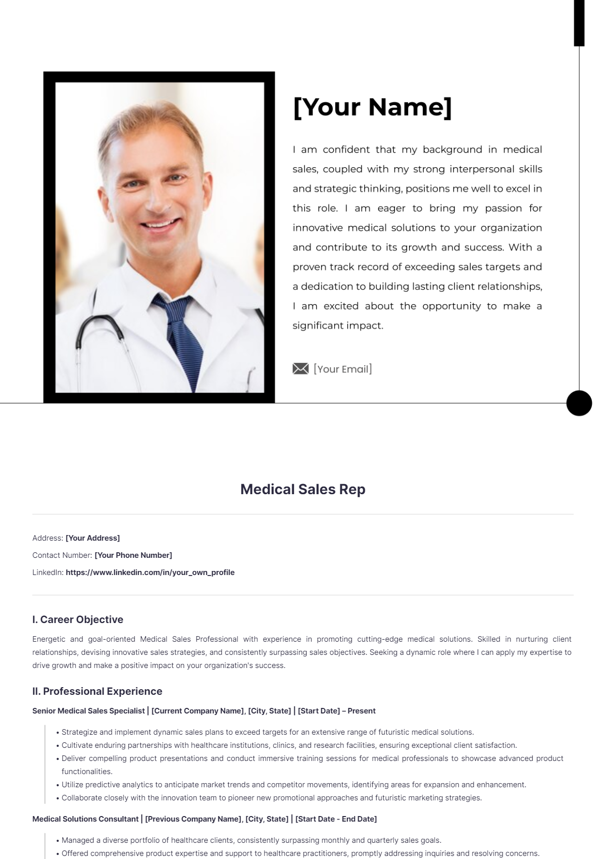 Medical Sales Rep Resume - Edit Online & Download