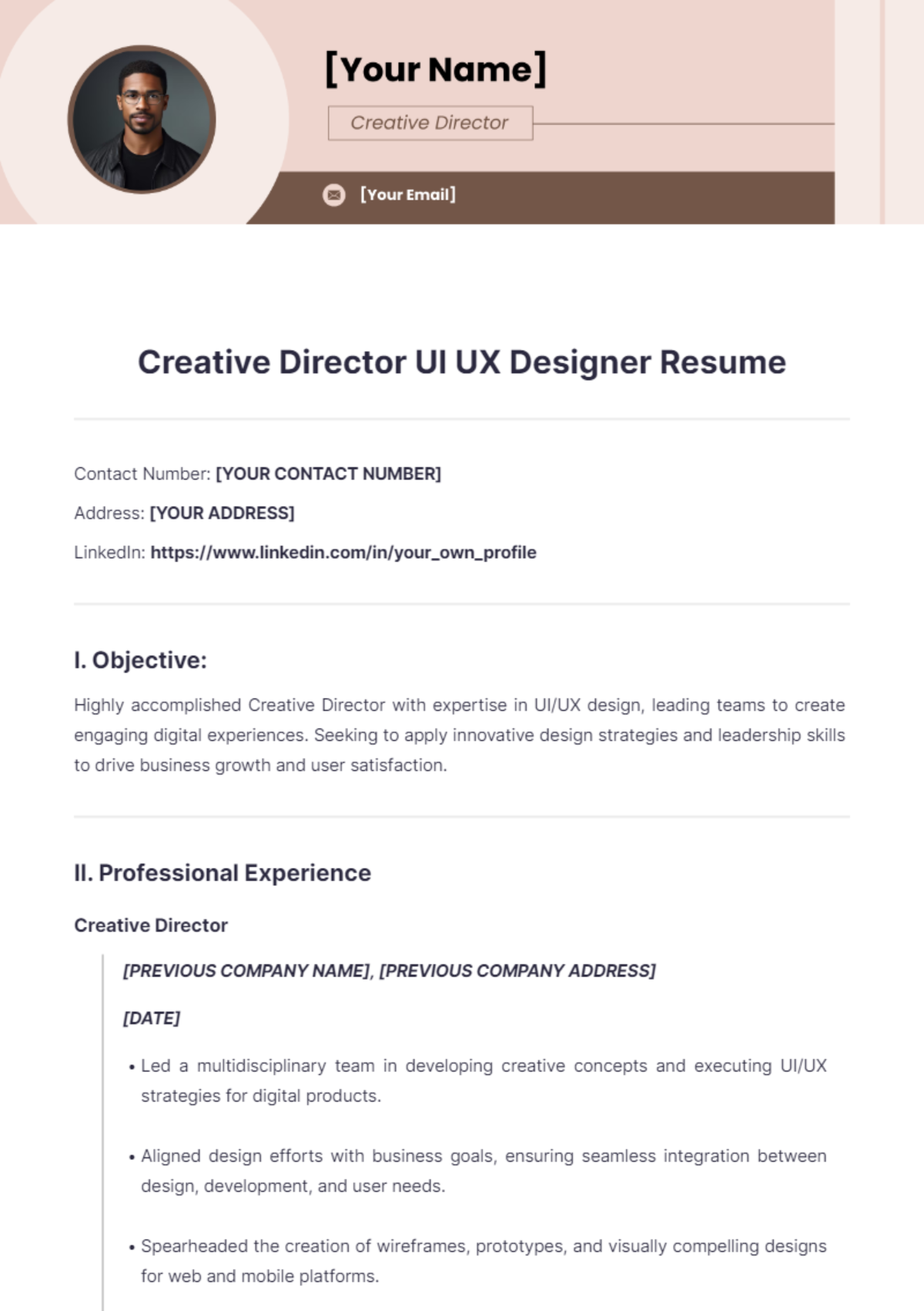 Creative Director UI UX Designer Resume - Edit Online & Download