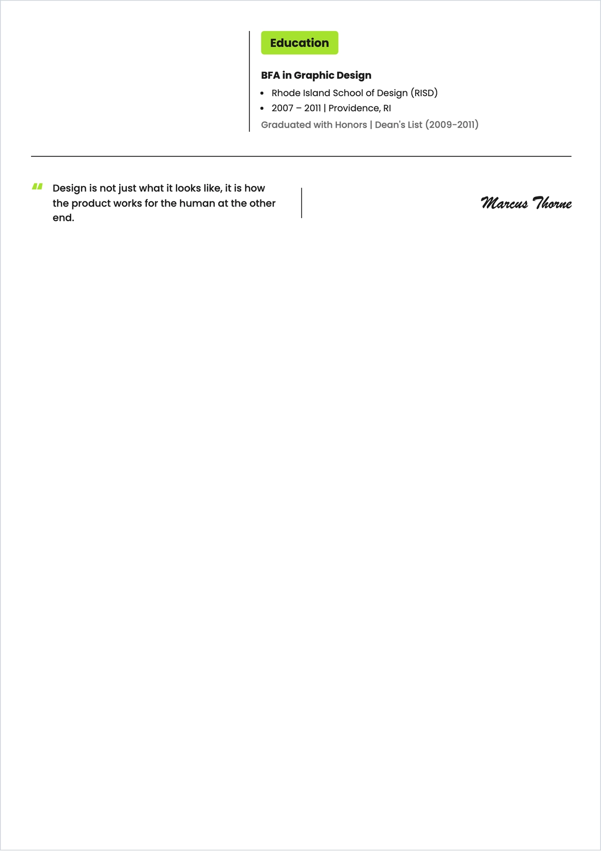 Free Creative Director UI UX Designer ATS Resume Template