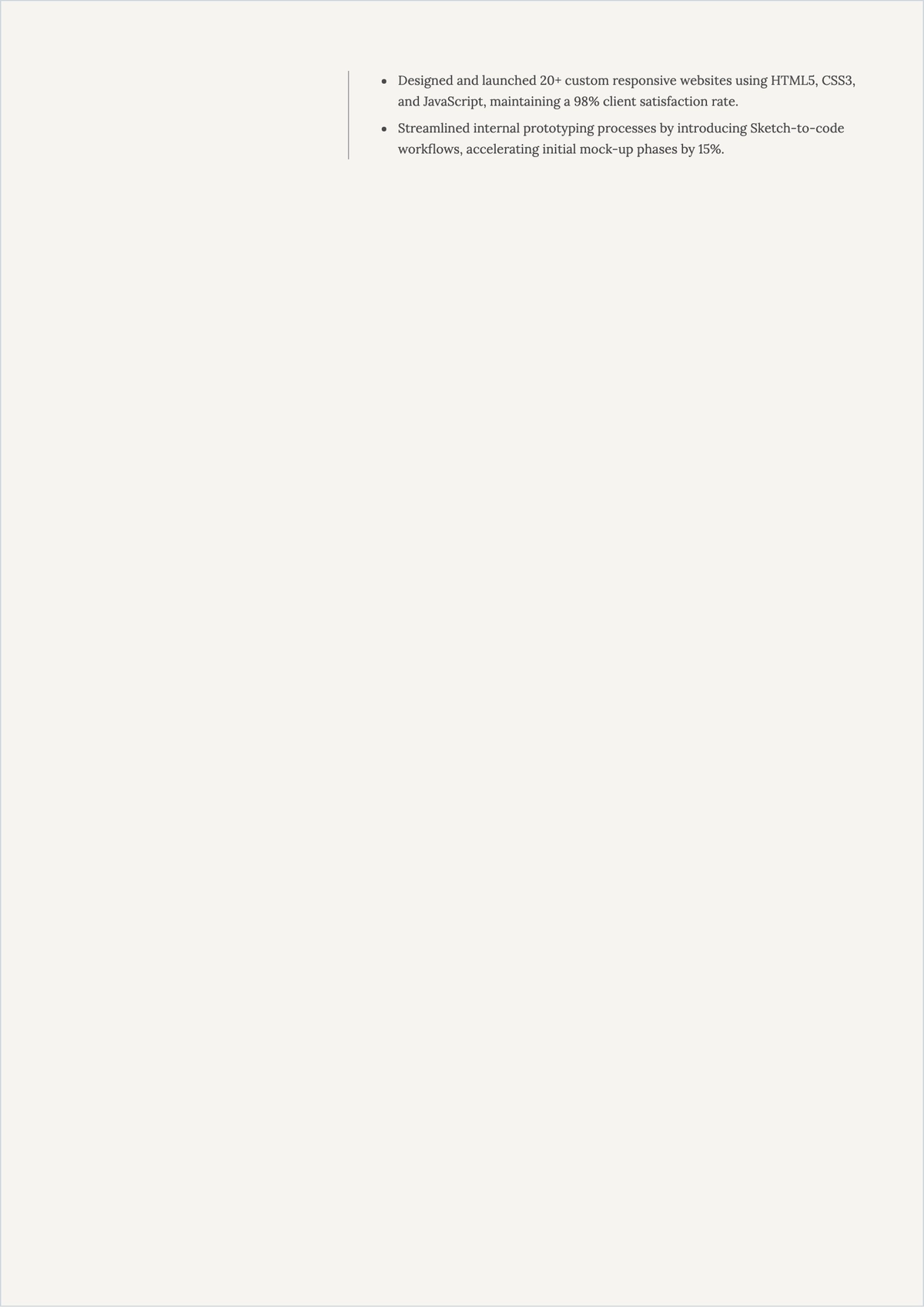Free UI UX Designer ATS Resume For Front End Developer Template