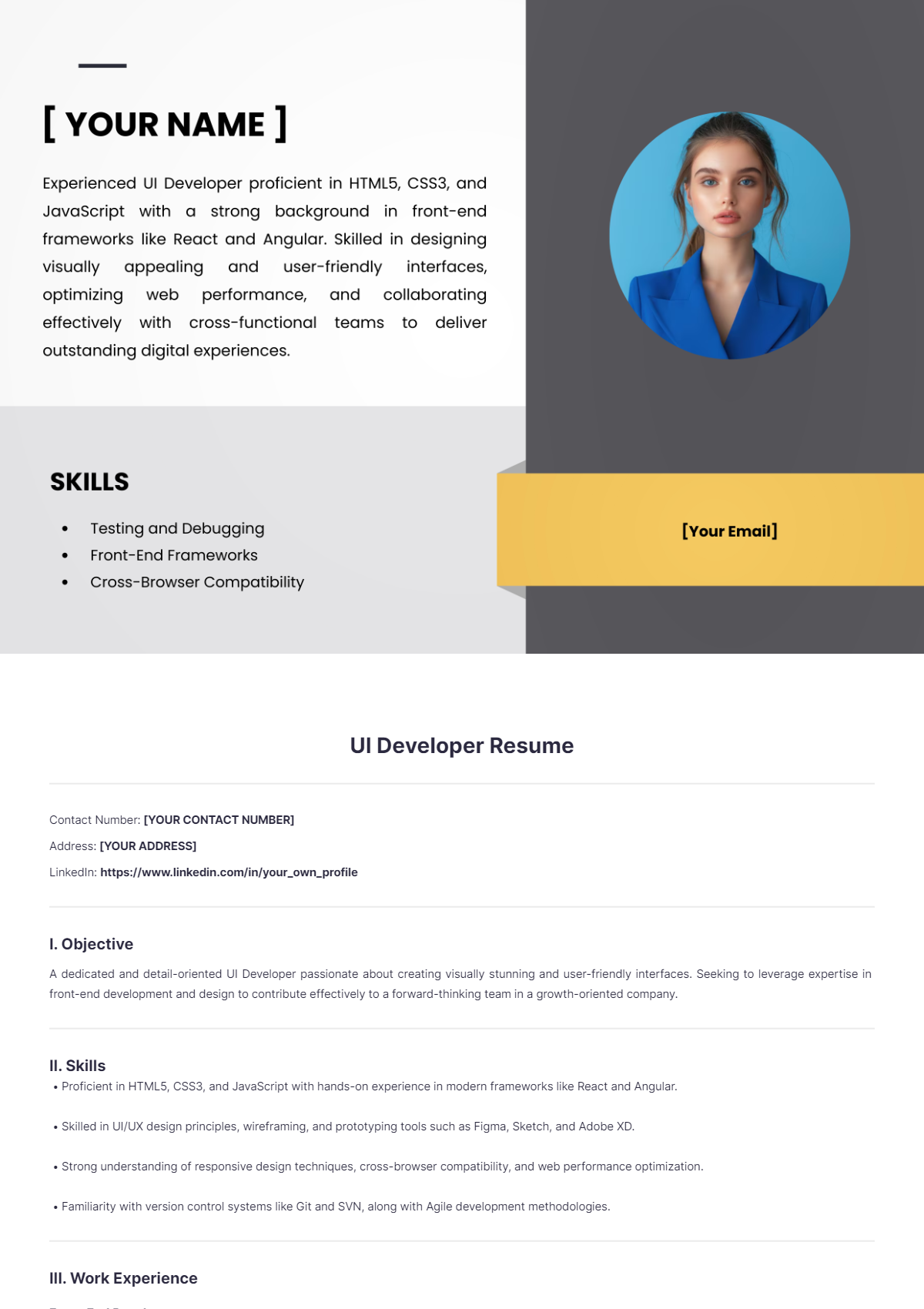 UI Developer Resume - Edit Online & Download