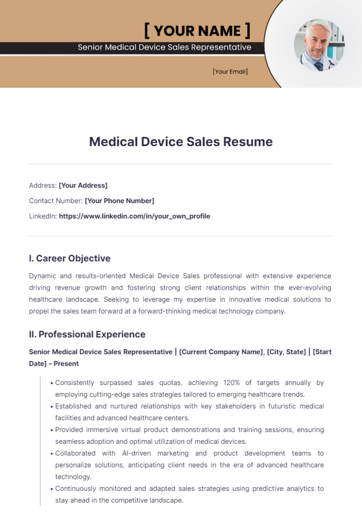 Medical Device Sales Resume - Edit Online & Download