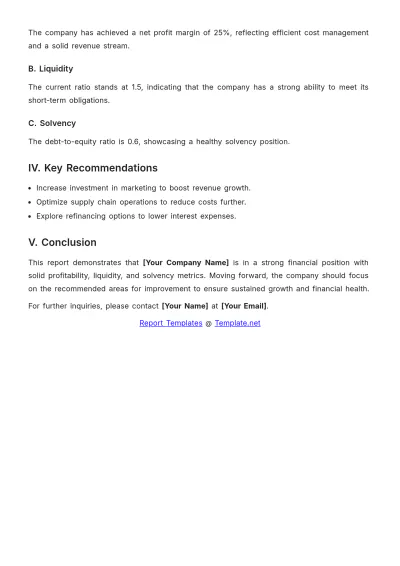 Free Treasurer Financial Report Template to Edit Online
