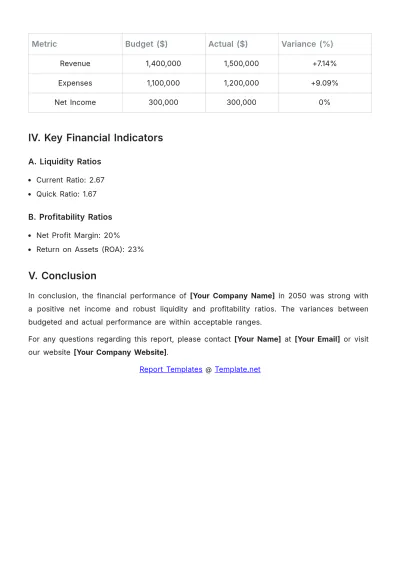 Free Health Service Financial Report Template to Edit Online