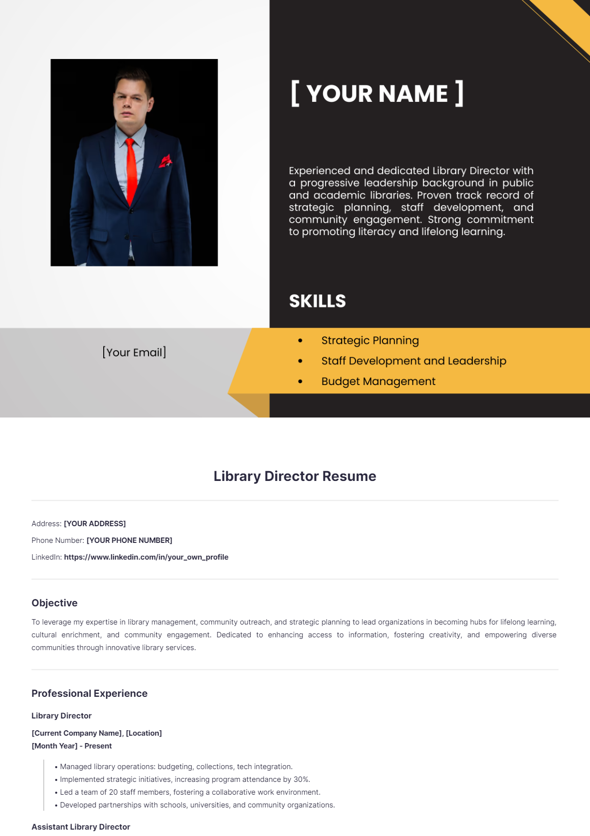 Library Director Resume - Edit Online & Download