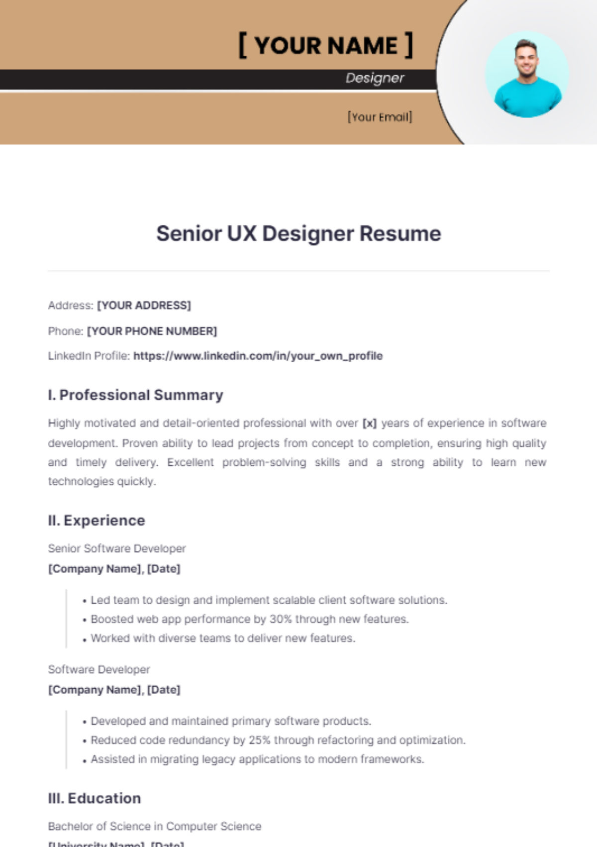 Senior UX Designer Resume - Edit Online & Download