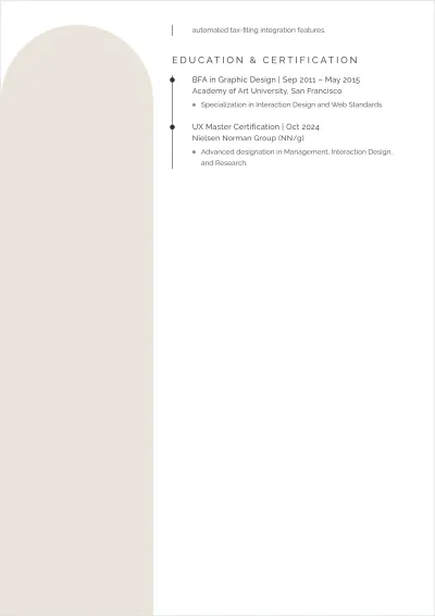 Free Senior UX Designer ATS Resume Template, AI Resume Builder
