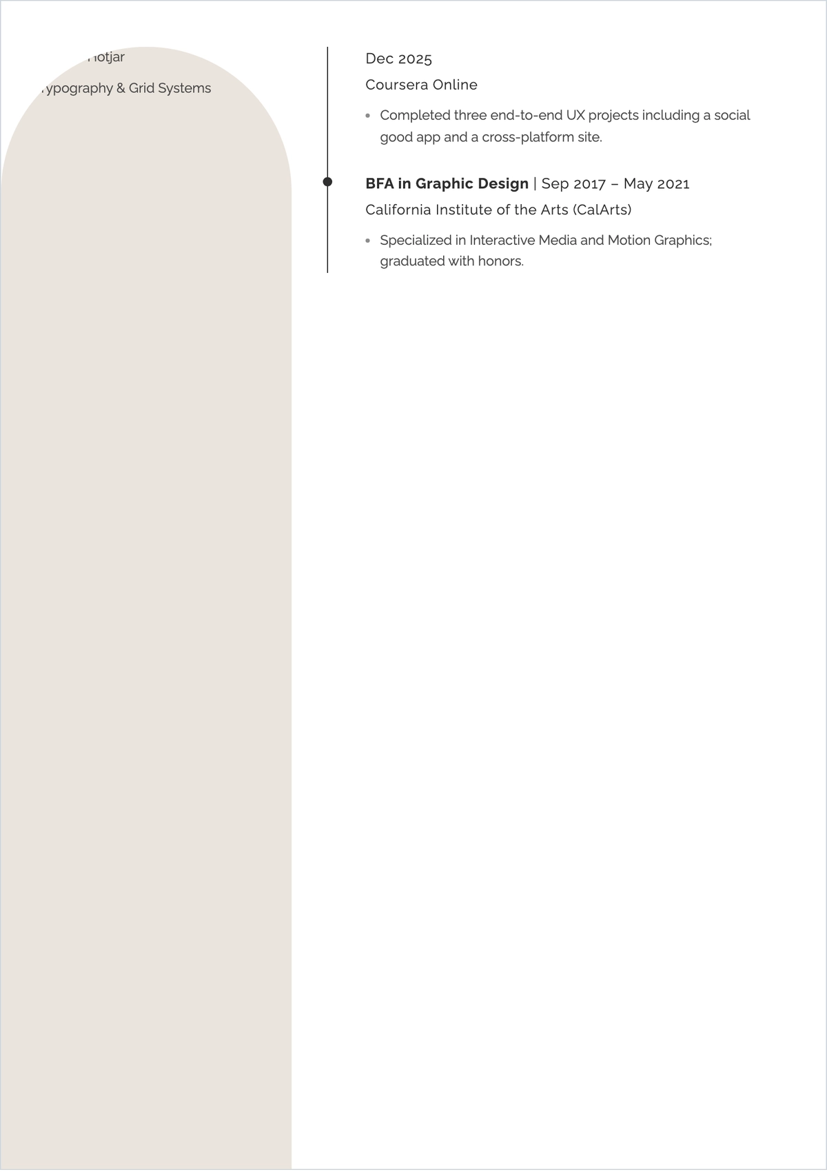 Free Junior UX Designer ATS Resume Template, AI Resume Builder