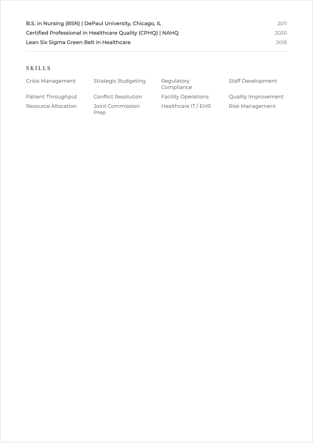 Free Hospital Supervisor ATS Resume Template, AI Resume Builder