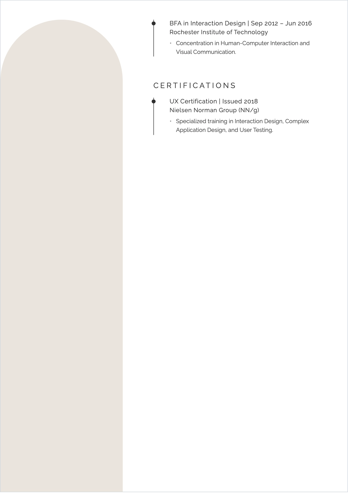 Free Experienced UX Designer ATS Resume Template, AI Resume Builder
