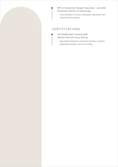 Free Experienced UX Designer ATS Resume Template, AI Resume Builder