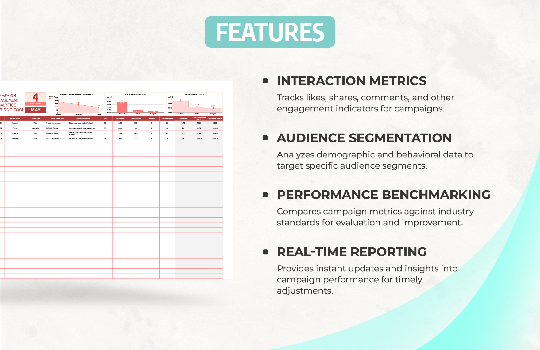 Campaign Engagement Analytics Advertising Tool Template