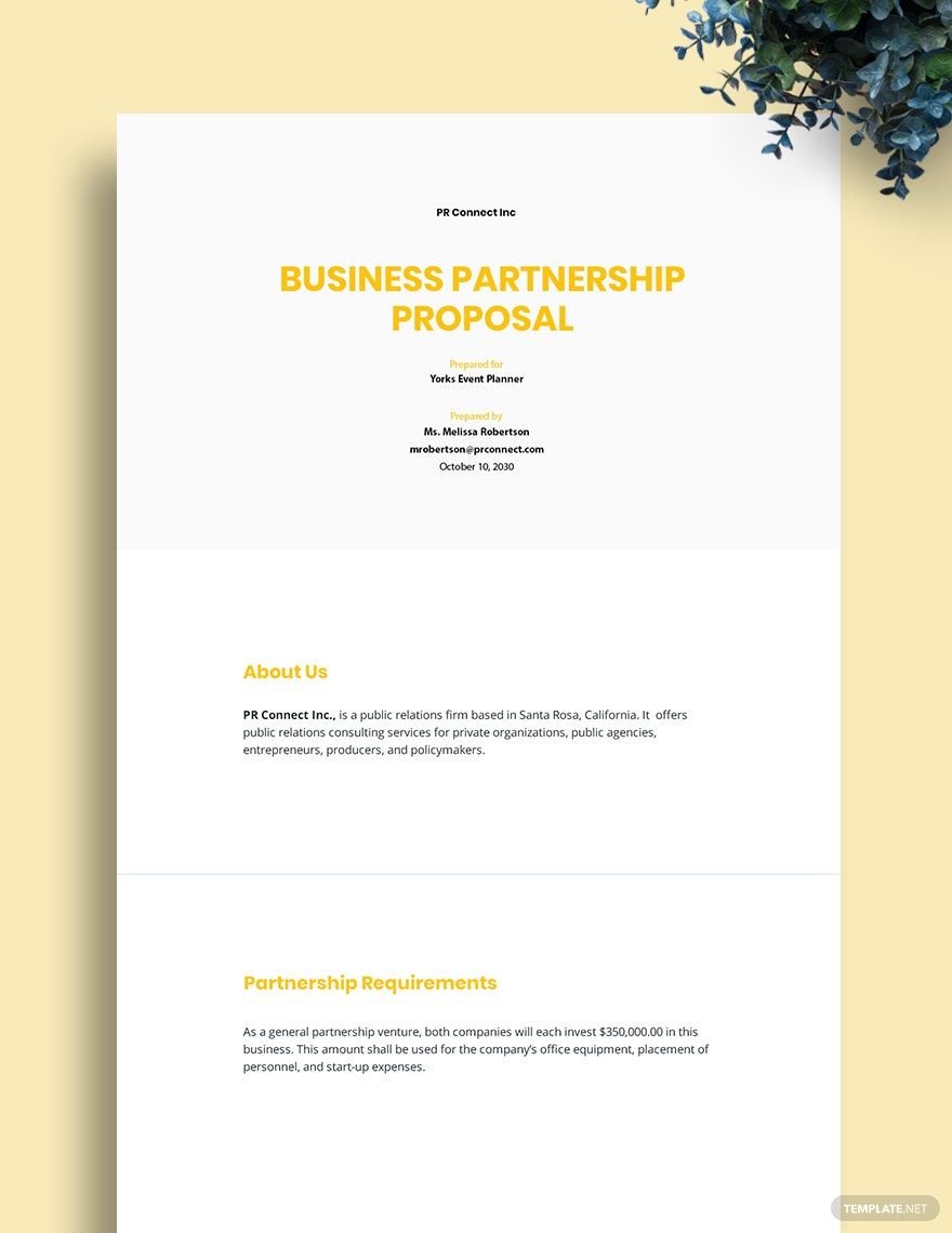 Sample Partnership Proposal Template