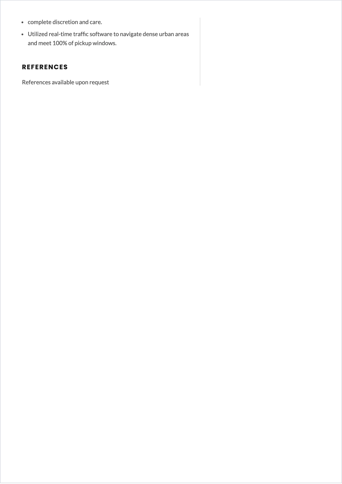 Free Shuttle Driver ATS Resume Template, AI Resume Builder
