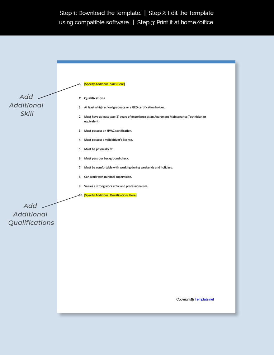 Apartment Maintenance Technician Job Description Download In Word 