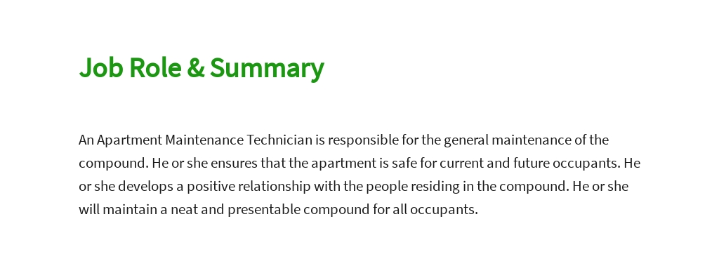 Free Apartment Maintenance Technician Job Description Template 2.jpe