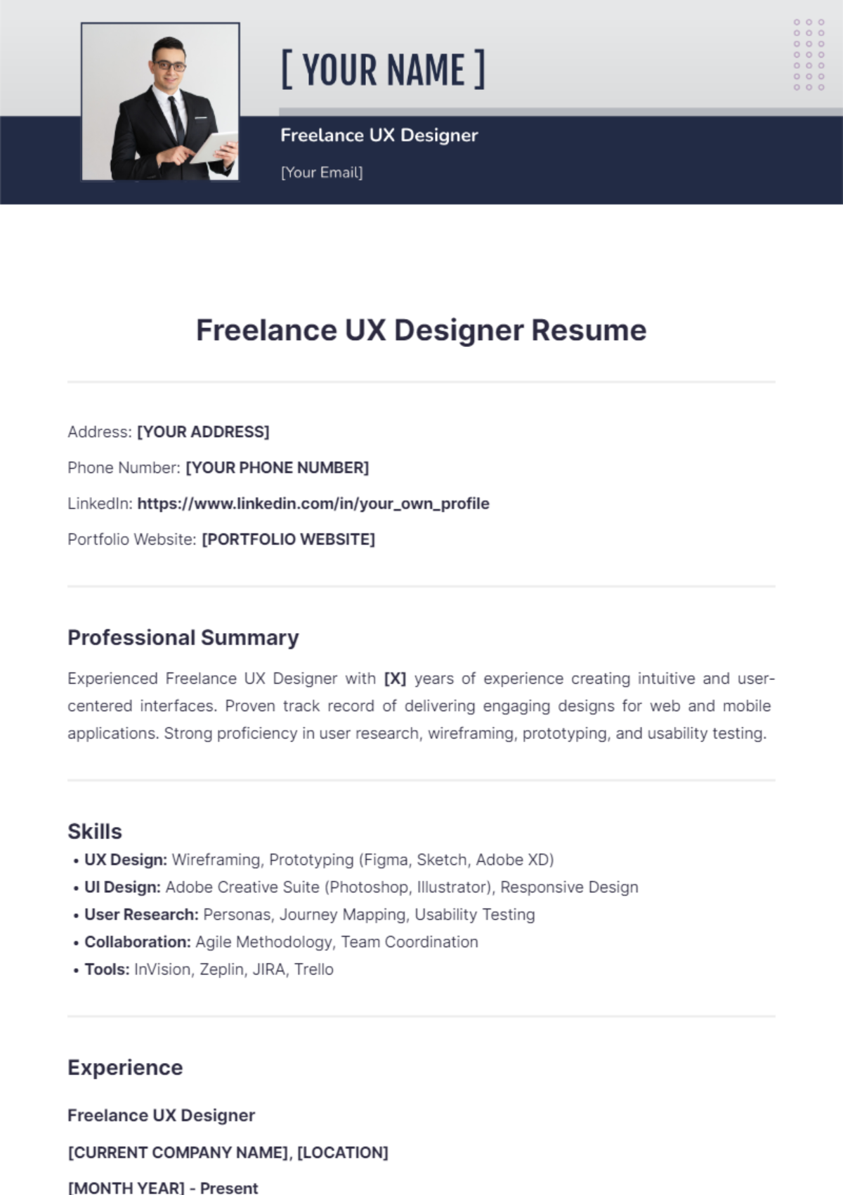 Freelance UX Designer Resume - Edit Online & Download