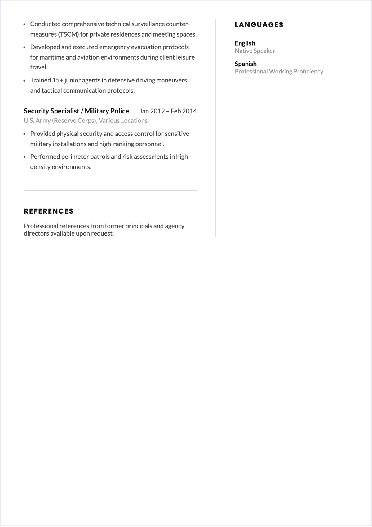 Free VIP Security Officer ATS Resume Template, AI Resume Builder