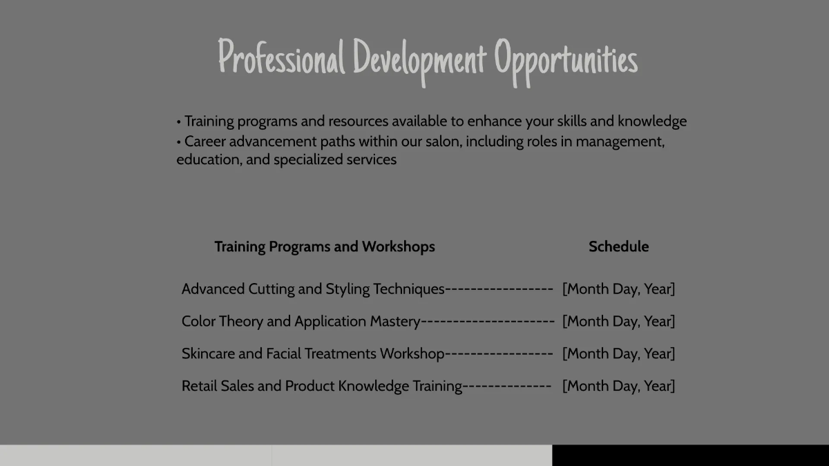 Free Salon New Hire Orientation Presentation Template to Edit Online