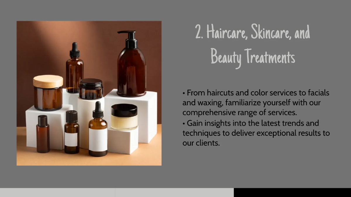 Free Salon New Hire Orientation Presentation Template to Edit Online