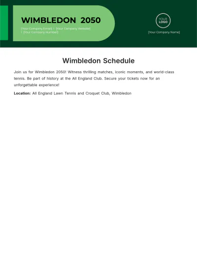 Free Wimbledon Schedule Template to Edit Online