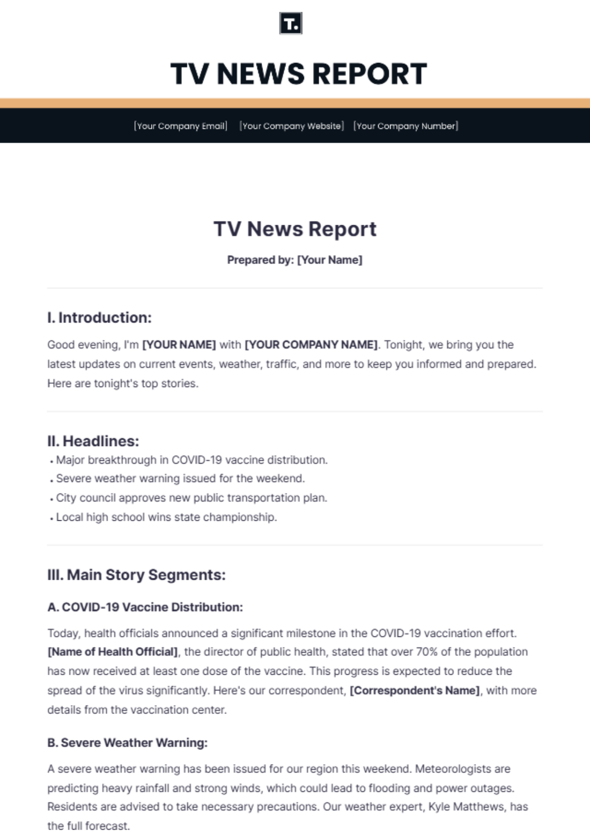 TV News Report Template - Edit Online & Download