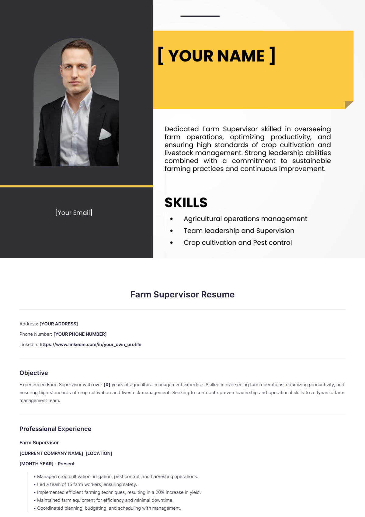 Farm Supervisor Resume - Edit Online & Download