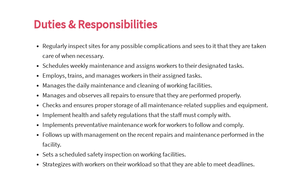 Free Facilities Maintenance Supervisor Job Ad and Description Template 3.jpe