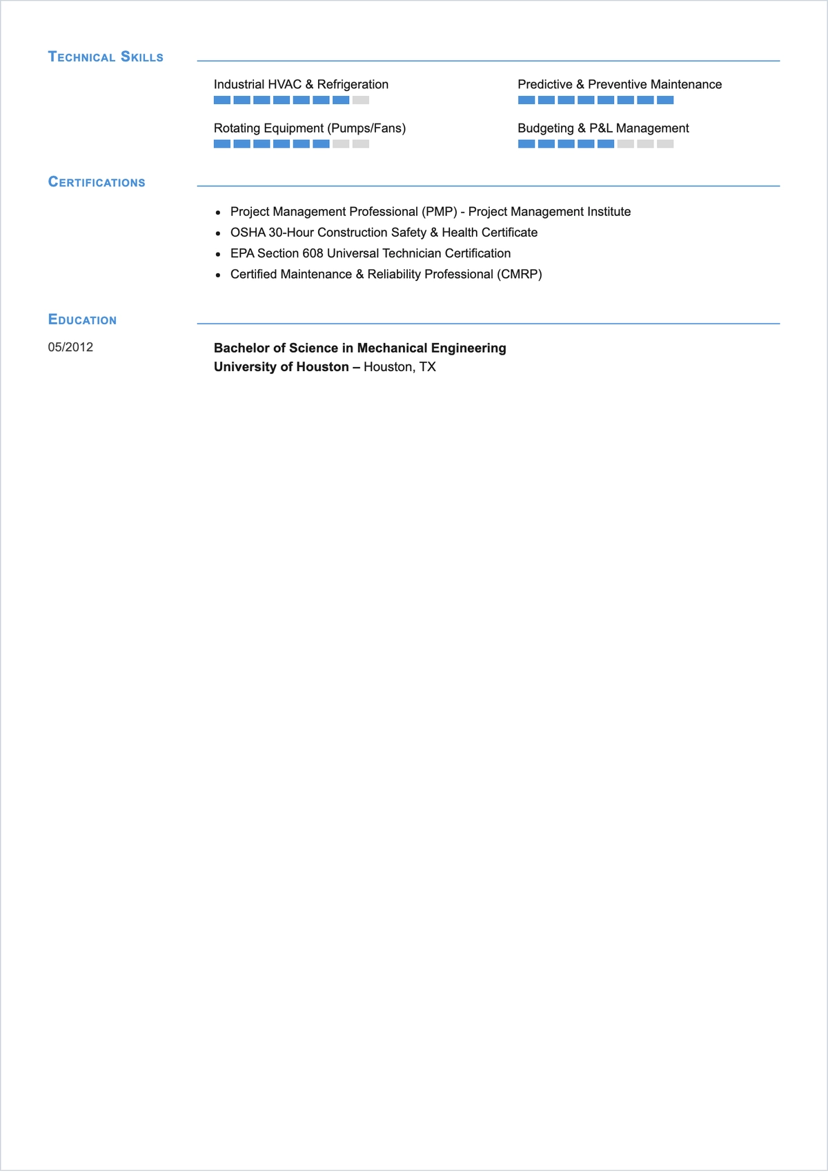 Free Mechanical Supervisor ATS Resume Template, AI Resume Builder