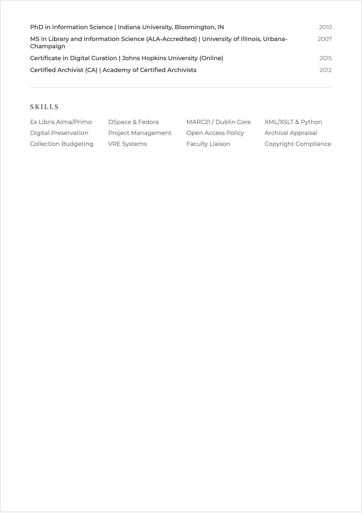 Free Librarian ATS Resume Template, AI Resume Builder