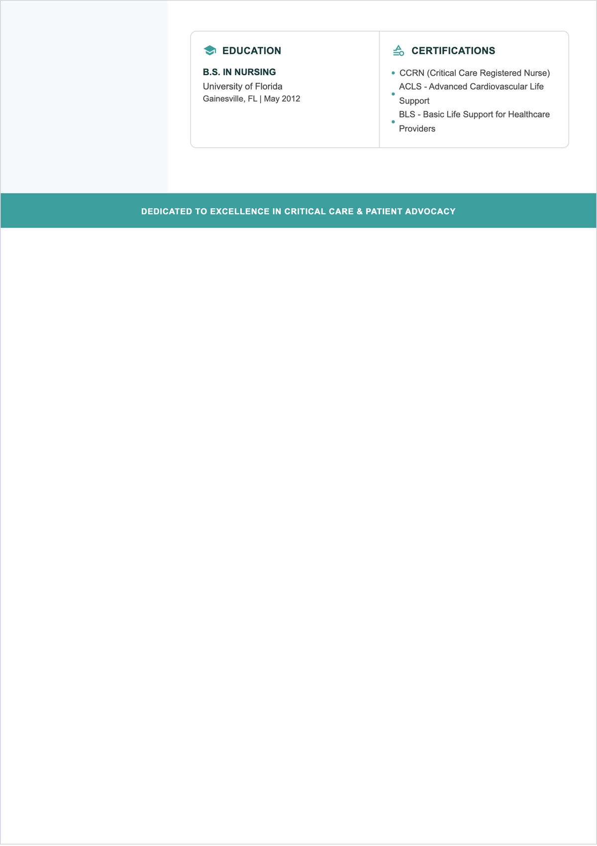 Free Medical ICU Nurse ATS Resume Template, AI Resume Builder