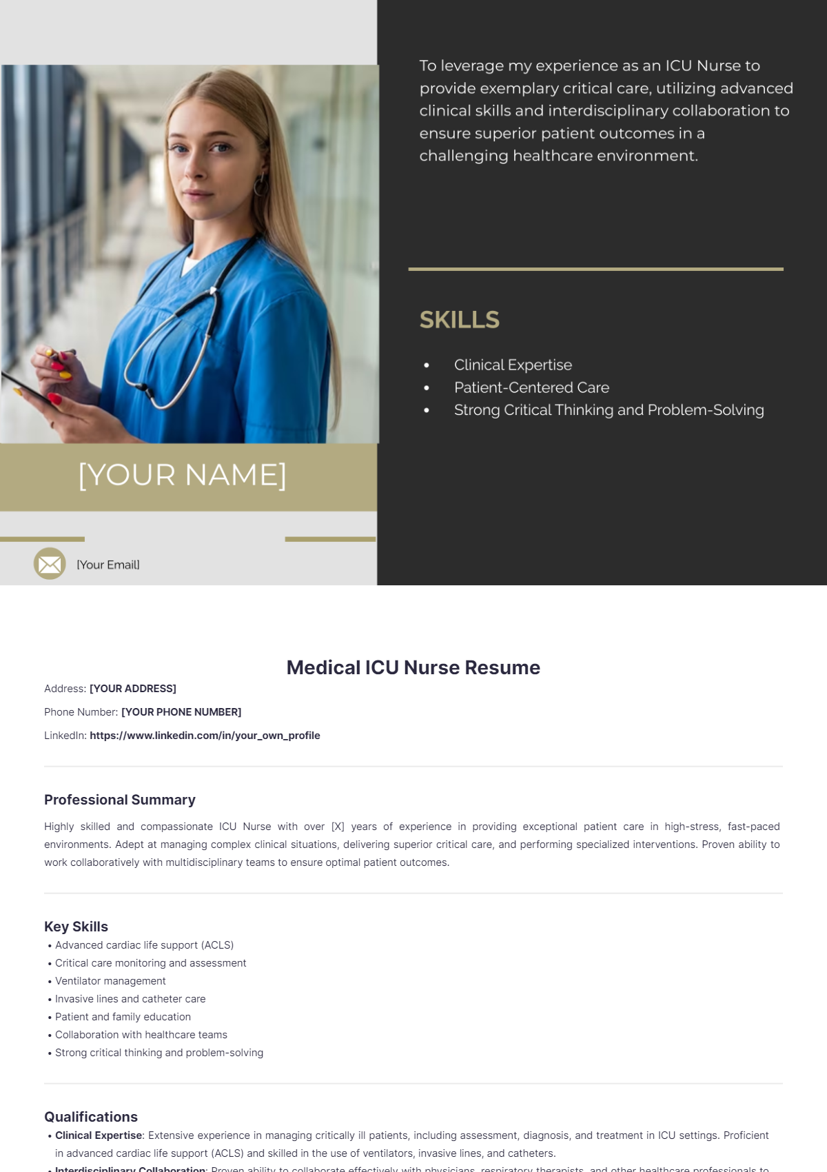 Medical ICU Nurse Resume - Edit Online & Download