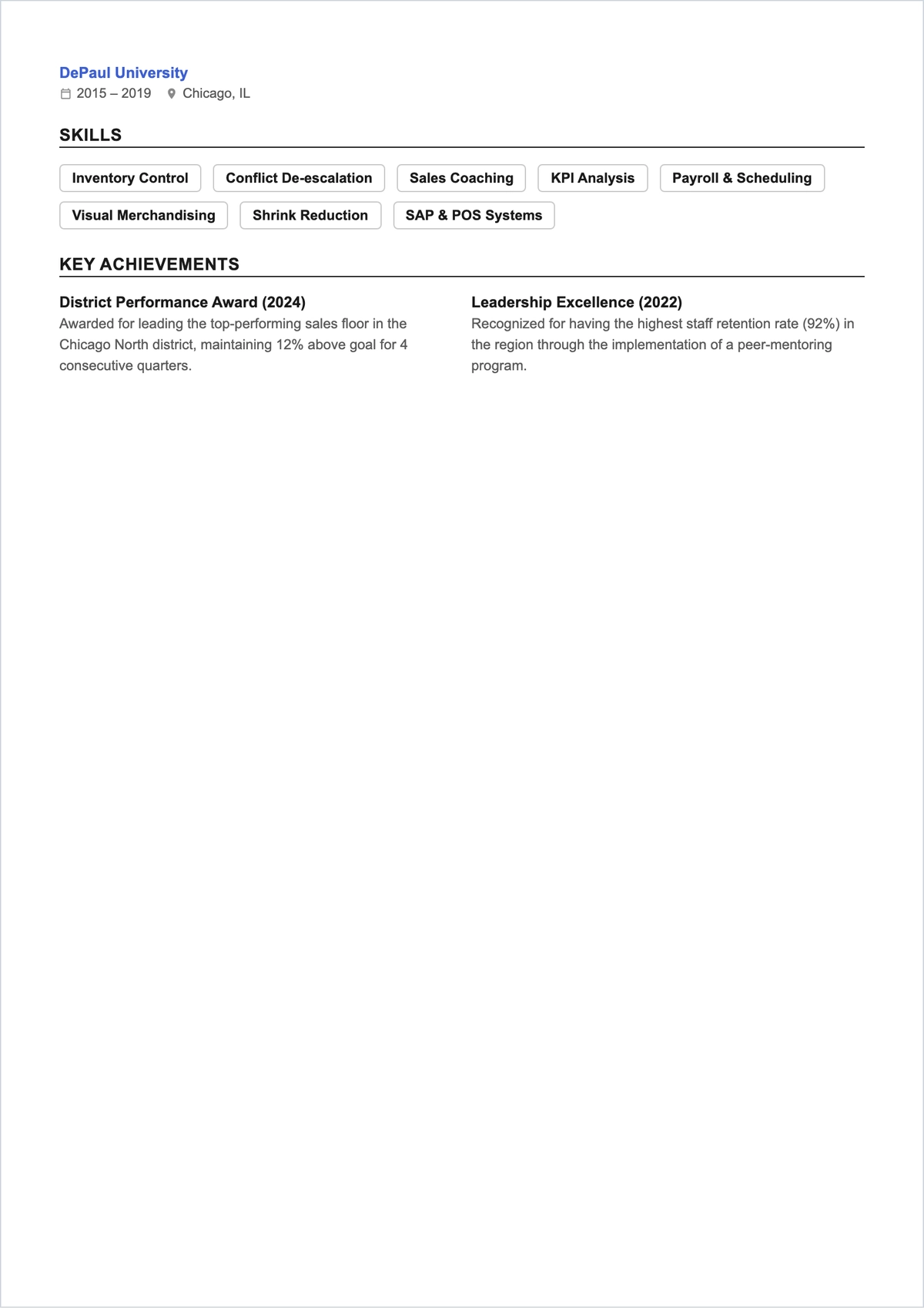 Free Floor Supervisor ATS Resume Template, AI Resume Builder