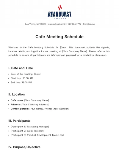 Free Cafe Meeting Schedule Template to Edit Online