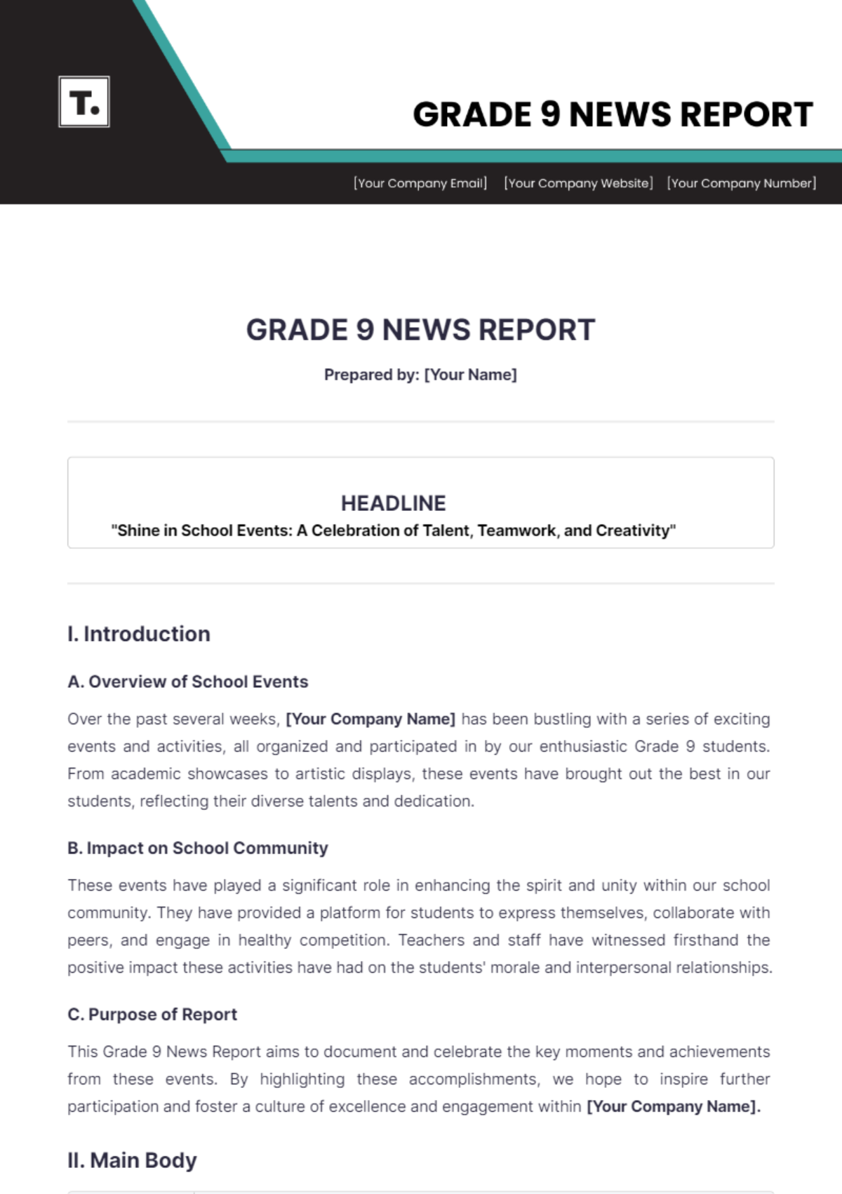 Grade 9 News Report Template - Edit Online & Download