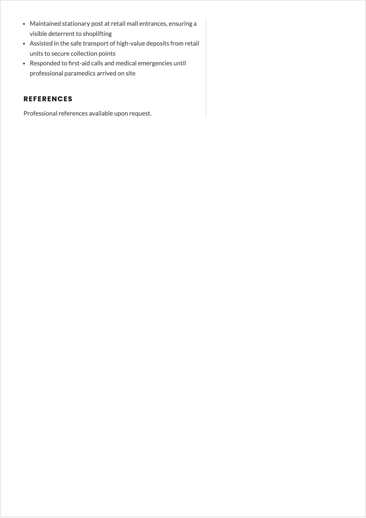 Free Licensed Security Officer ATS Resume Template, AI Resume Builder