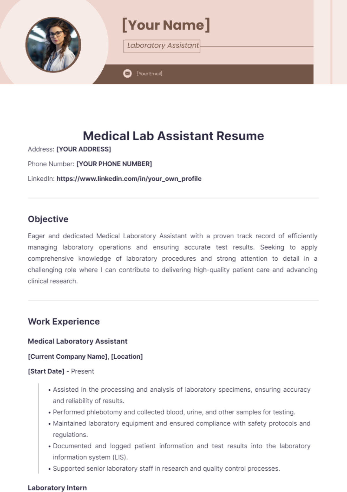 Medical Lab Assistant Resume - Edit Online & Download