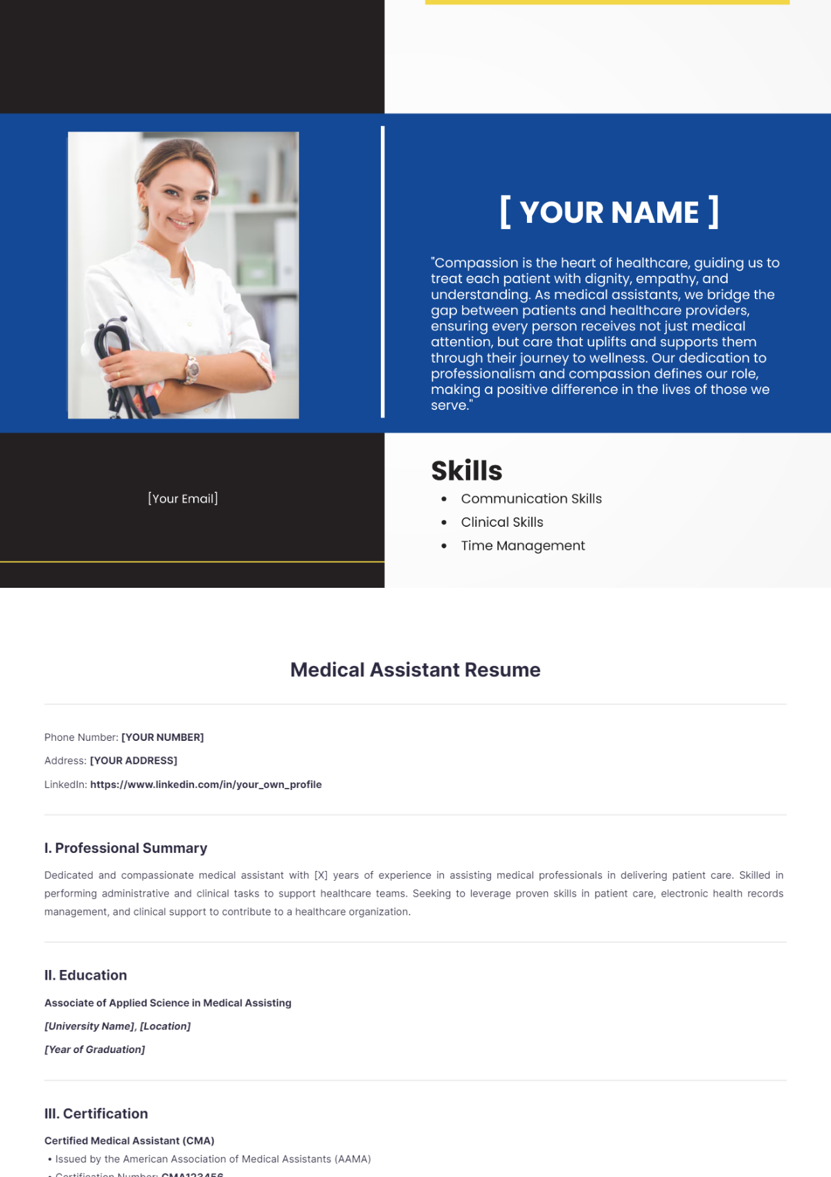 Free Medical Resume Templates And Examples Edit Online And Download