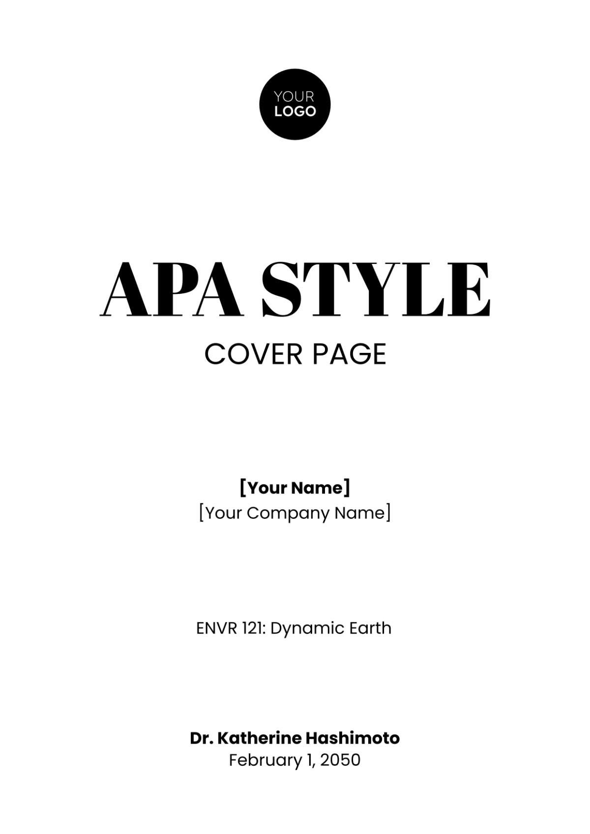 APA Style Cover Page