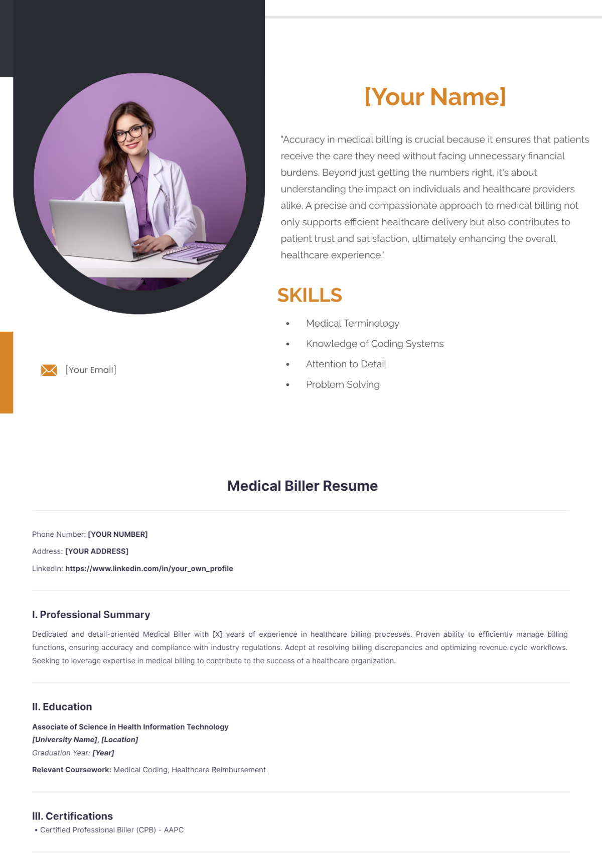 Medical Biller Resume - Edit Online & Download